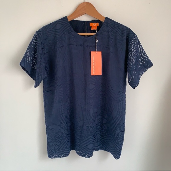 Joe Fresh Navy Burnout Blouse - Picture 1 of 5